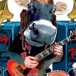 funky collage illustration cow music pop rock